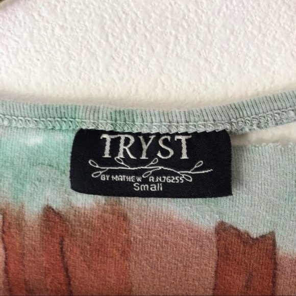 Tie dye mint cream fringe tee shirt Small‎ - Picture 5 of 5